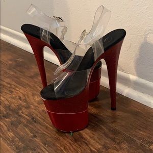 8 inch red pleasers! Used but in good condition